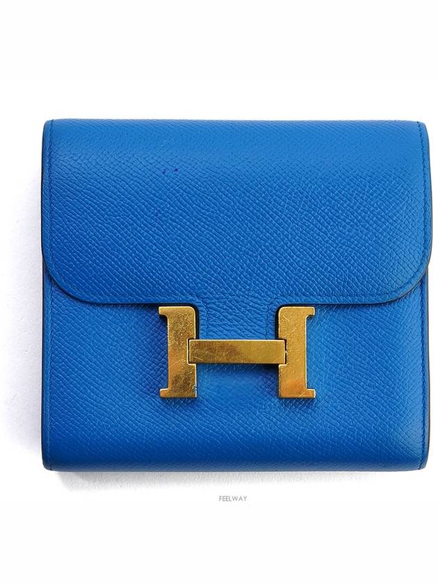 Constance half wallet blue Zanzibar gold plated 69373 - HERMES - BALAAN 1