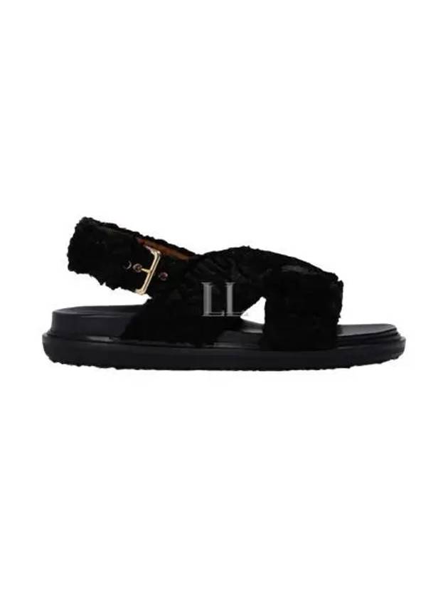 Shearling Fussbett Sandals Black - MARNI - BALAAN 2