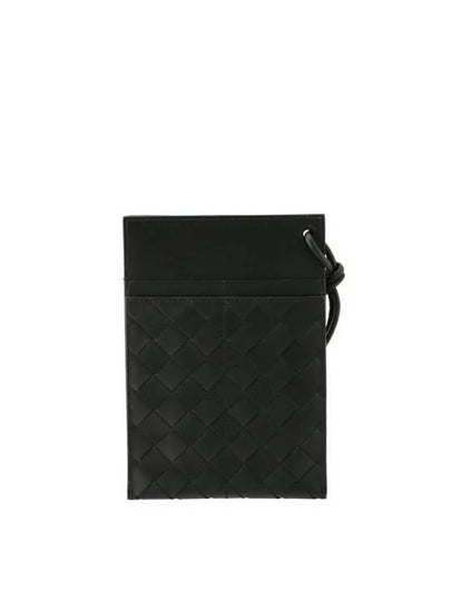 Intrecciato Neck Strapped Card Wallet Black - BOTTEGA VENETA - BALAAN 2