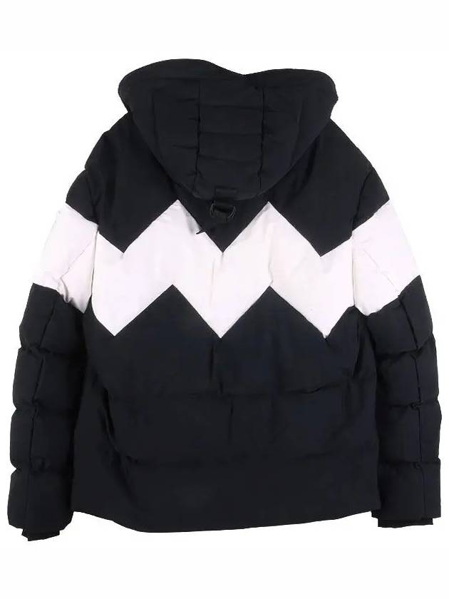 Men's Logo Patch Stripes Low Hooded Zip-up Padded Black - MOOSE KNUCKLES - BALAAN 8