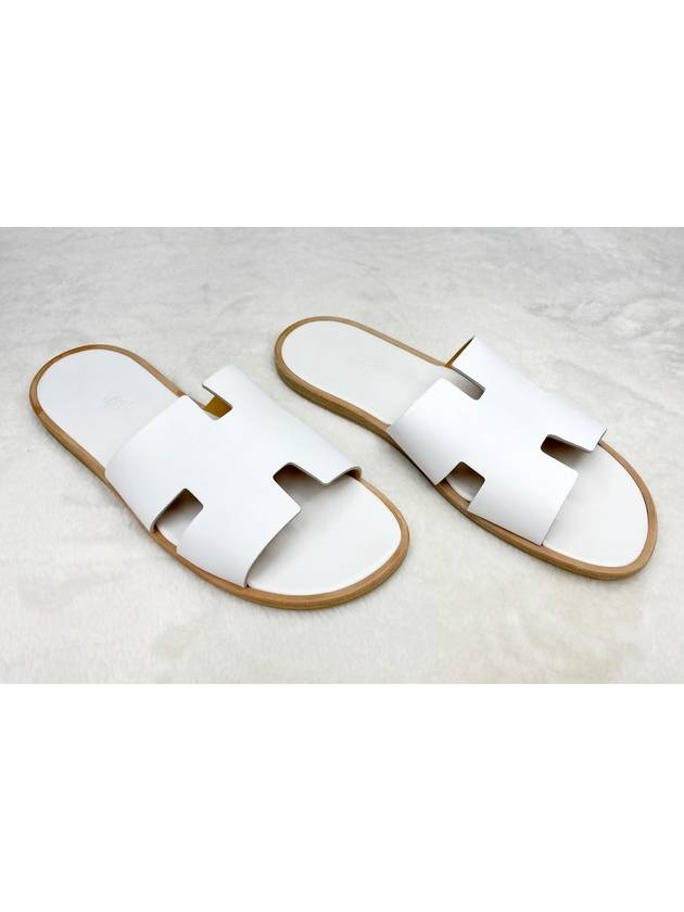 Izmir Leather Slippers Blanc - HERMES - BALAAN.