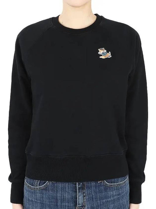 Women's Dressed Fox Patch Adjusted Sweatshirt Black - MAISON KITSUNE - BALAAN.