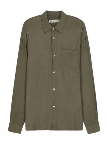 Chest Pocket Pleated Shirt Khaki - OUR LEGACY - BALAAN 1