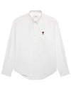 Small Heart Logo Oxford Shirt White BFUSH130 CO0031 168 - AMI - BALAAN 1