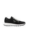 Prax 01 Re-Nylon Brushed Leather Low-Top Sneakers Black - PRADA - BALAAN 3