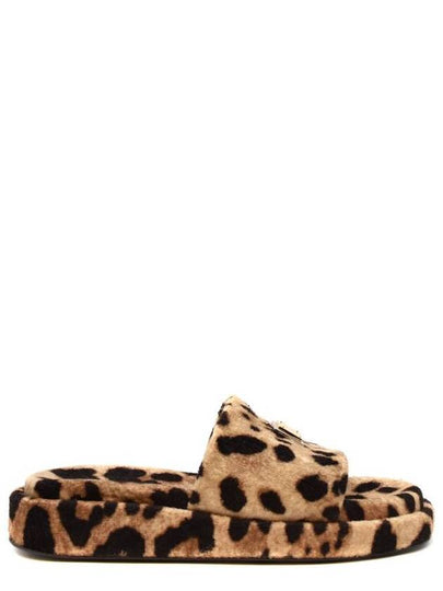 Leopard Print Fleece Slippers Brown - DOLCE&GABBANA - BALAAN 2