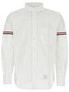 Armband Detail Seersucker Long Sleeve Shirt White - THOM BROWNE - BALAAN 3