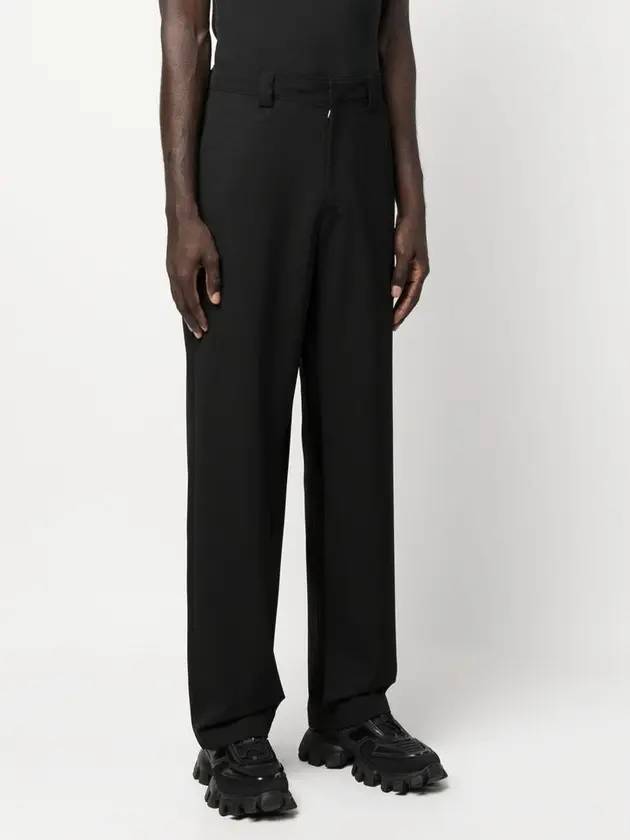 Triangle Logo Wool Straight Pants Black - PRADA - BALAAN 4