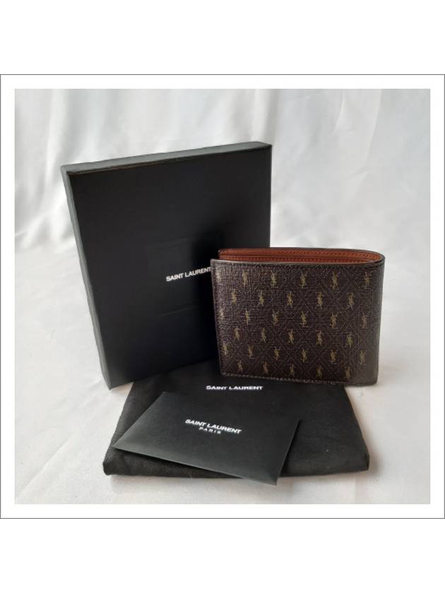 Monogram Canvas All Over Half Wallet Brown - SAINT LAURENT - BALAAN 10