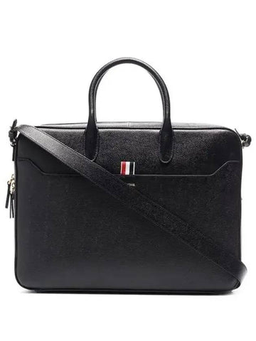 Pebble Grain Leather Brief Case Black - THOM BROWNE - BALAAN 1