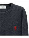 Men's Mini Heart Logo Merino Wool Knit Top Grey - AMI - BALAAN 5