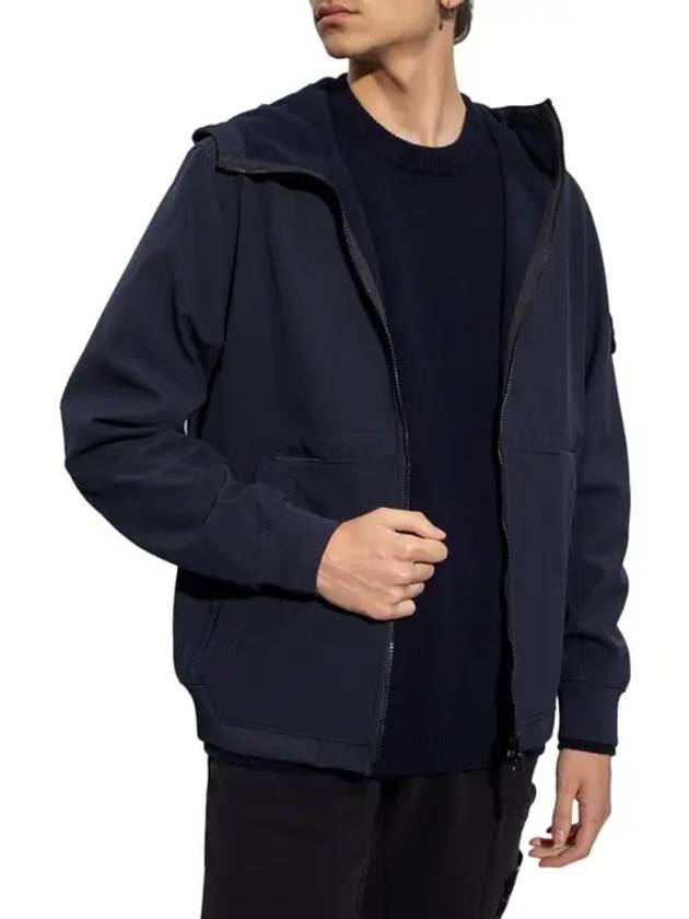 Men's Wappen Patch Softshell Zip Up Hoodie Navy - STONE ISLAND - BALAAN 3