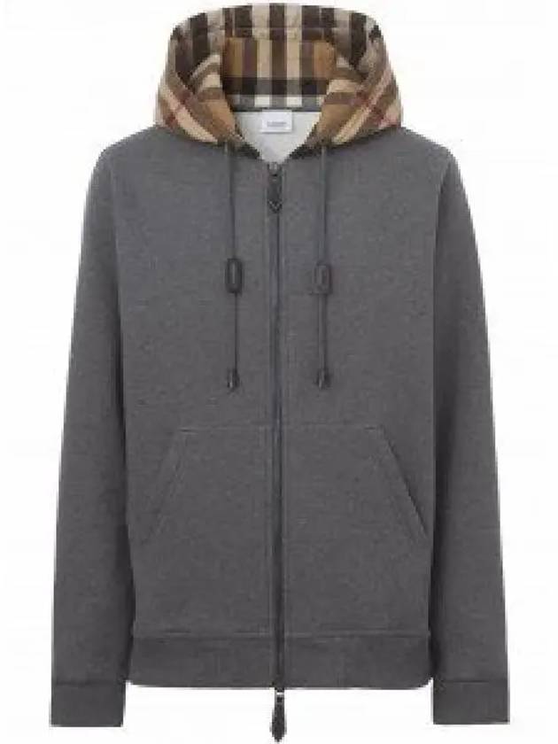 Cotton Blend Check Hooded Jacket Grey - BURBERRY - BALAAN 2