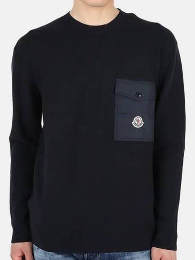 Men s Front Pocket Wappen Patch Knit Sweatshirt 9C00001 M1113 743 1084680 - MONCLER - BALAAN 1