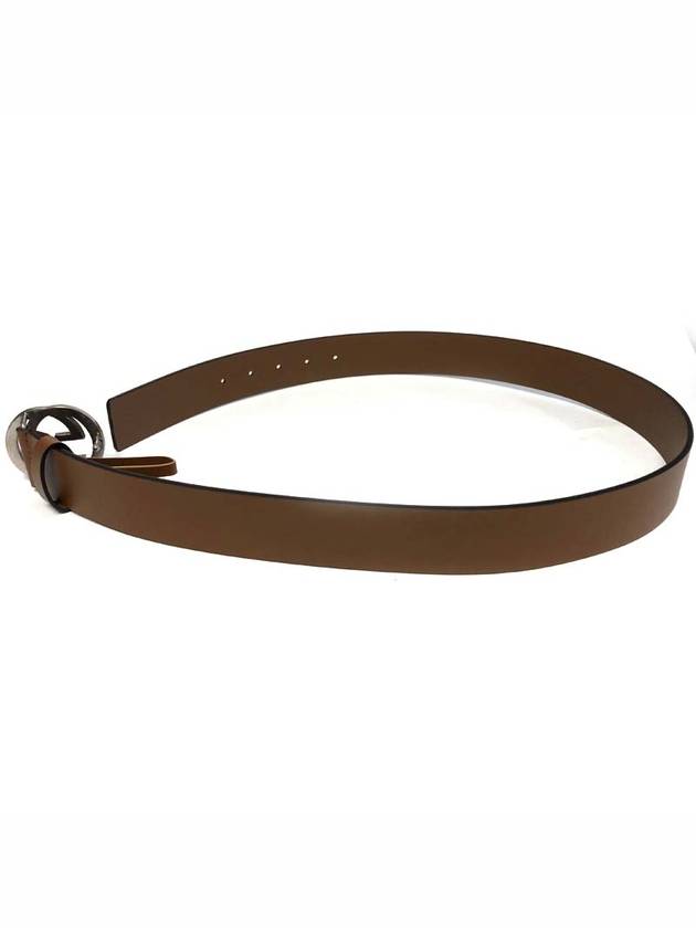 Interlocking Leather Belt Brown - GUCCI - BALAAN 3