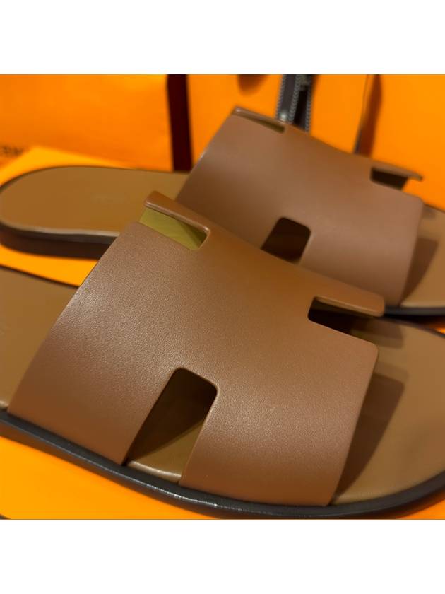 Men's Izmir Sandals Calfskin Classic Gold Brown - HERMES - BALAAN 4