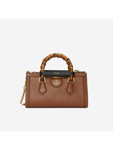 Diana Bamboo Handle Small Leather Shoulder Bag Brown - GUCCI - BALAAN 1