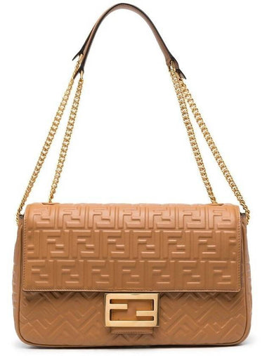 Baguette Chain Large Nappa Leather Shoulder Bag Brown - FENDI - BALAAN 1