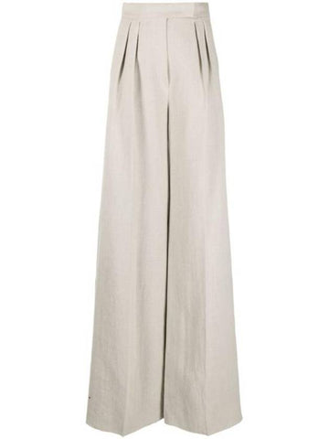 Caden Linen Pleated Wide Pants Beige - MAX MARA - BALAAN 1