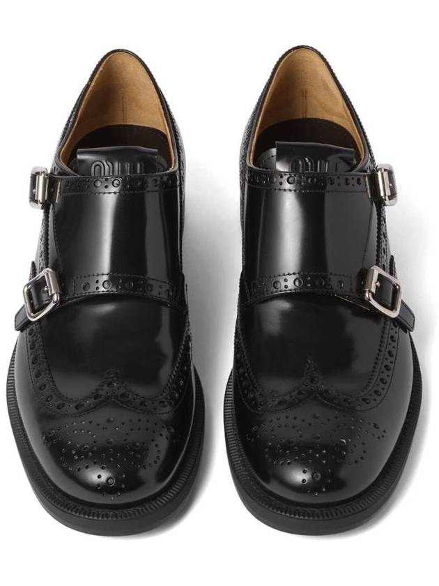 Church's Women's Brushed Leather Double Monk Strap Black - MIU MIU - BALAAN 4