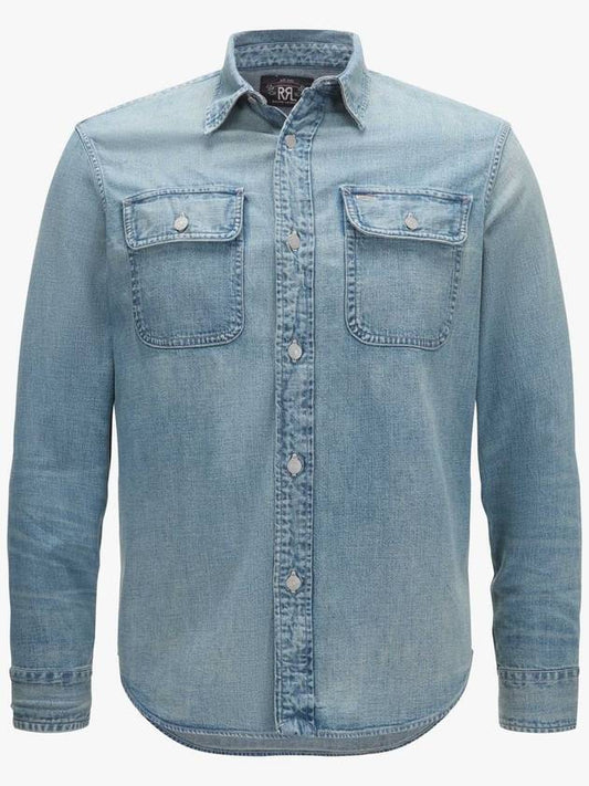 RRL Western Denim Long Sleeves Shirt Bue - POLO RALPH LAUREN - BALAAN 2