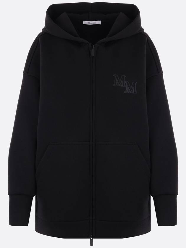 Obbia M Monogram Embroidery Detail Zip Up Hoodie Black - MAX MARA - BALAAN 2