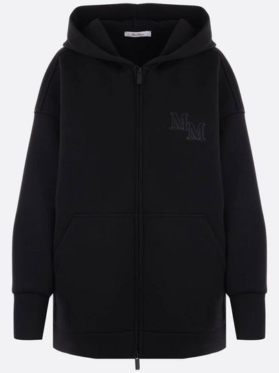 Obbia M Monogram Embroidery Detail Zip Up Hoodie Black - MAX MARA - BALAAN 2