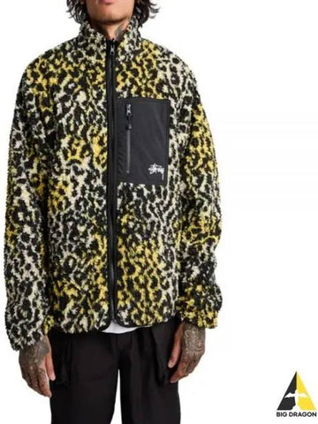 118529 YELLOW LEOPARD Sherpa reversible jacket - STUSSY - BALAAN 1