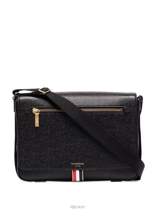 Tonal Strap Leather Reporter Cross Bag Black - THOM BROWNE - BALAAN 4