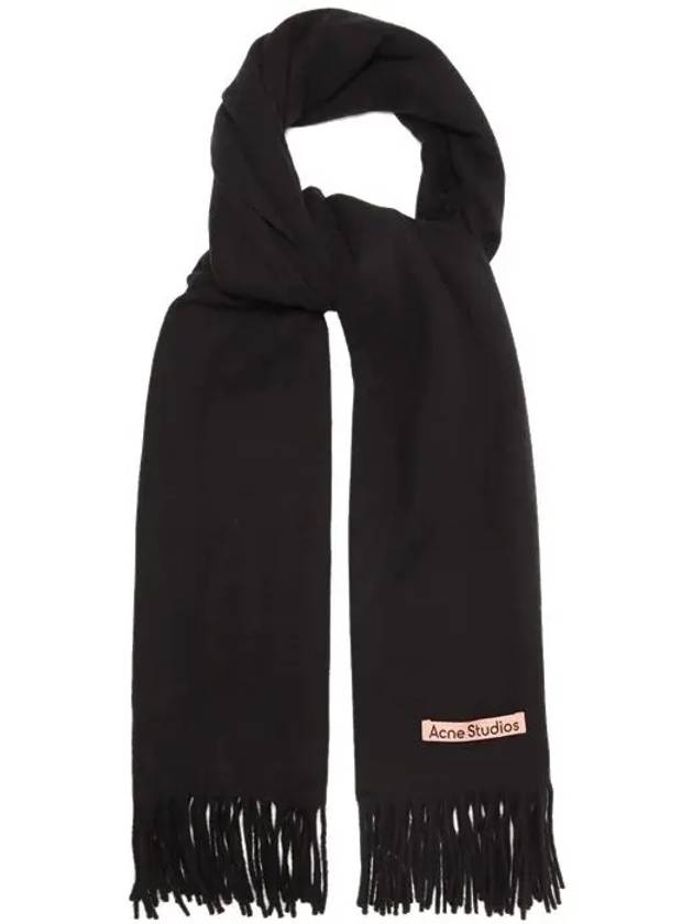 Logo Wool Fringe Scarf Black - ACNE STUDIOS - BALAAN 3