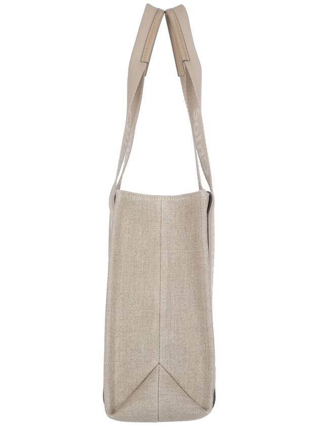 Woody Linen Medium Tote Bag Boyish Brown - CHLOE - BALAAN 6