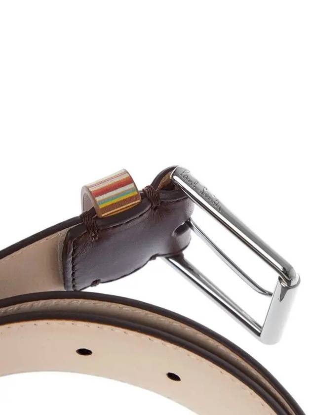 Signature Striped Leather Belt Brown - PAUL SMITH - BALAAN.
