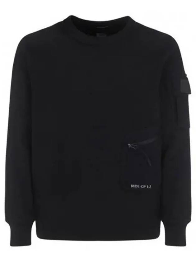 Metropolis Diagonal Fleece Utility Pocket Sweatshirt Black - CP COMPANY - BALAAN 2