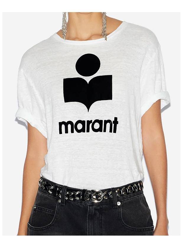 Zewel Logo Short sleeve T shirt White - ISABEL MARANT ETOILE - BALAAN 4