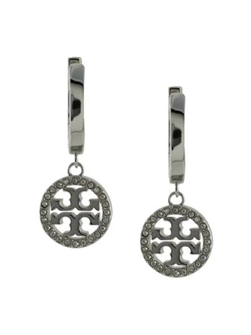 Miller Pave Hoop Earrings Silver - TORY BURCH - BALAAN 1