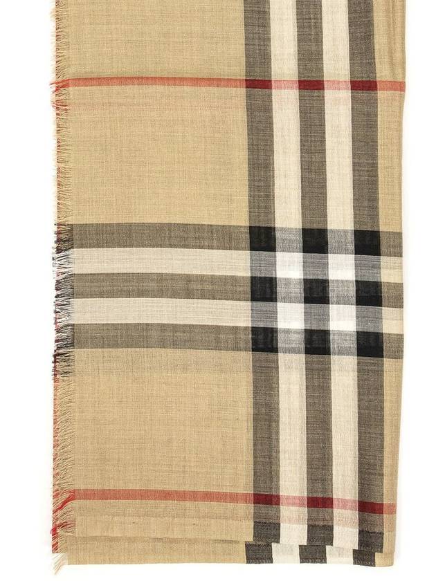 Light Check Wool Silk Scarf Beige - BURBERRY - BALAAN 3