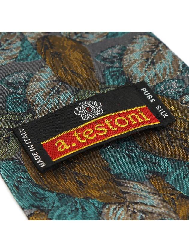 100 silk gray leaf pattern tie - A. TESTONI - BALAAN 5