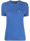 Polo Pony Cable Knit Top Blue - POLO RALPH LAUREN - BALAAN 1