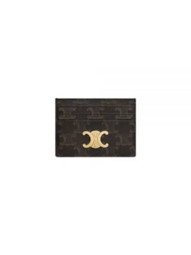 Triomphe Card Holder in Triomphe Canvas Tan - CELINE - BALAAN 2