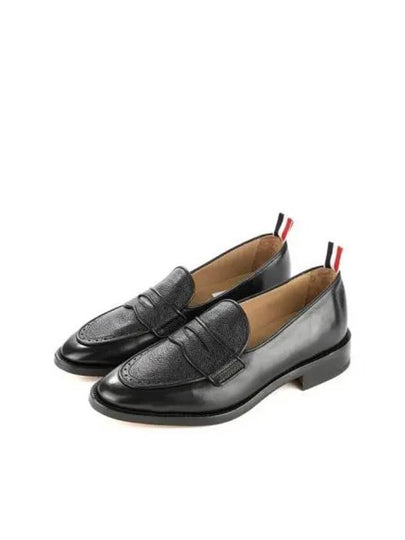 Men's Vitello Flexible Leather Sole Soft Penny Loafer Black - THOM BROWNE - BALAAN 2