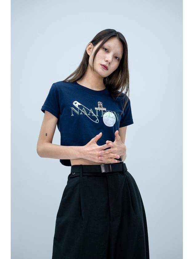 Stuff And Logo Short Sleeve T-Shirt Navy - NAAIEEN - BALAAN 1