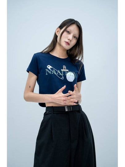 Stuff And Logo Short Sleeve T-Shirt Navy - NAAIEEN - BALAAN 2