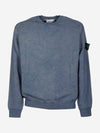 Men's Crew Neck Cotton Sweatshirt Blue Melange - STONE ISLAND - BALAAN 1