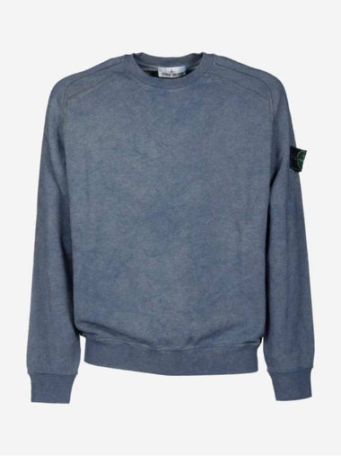 Men's Crew Neck Cotton Sweatshirt Blue Melange - STONE ISLAND - BALAAN 1