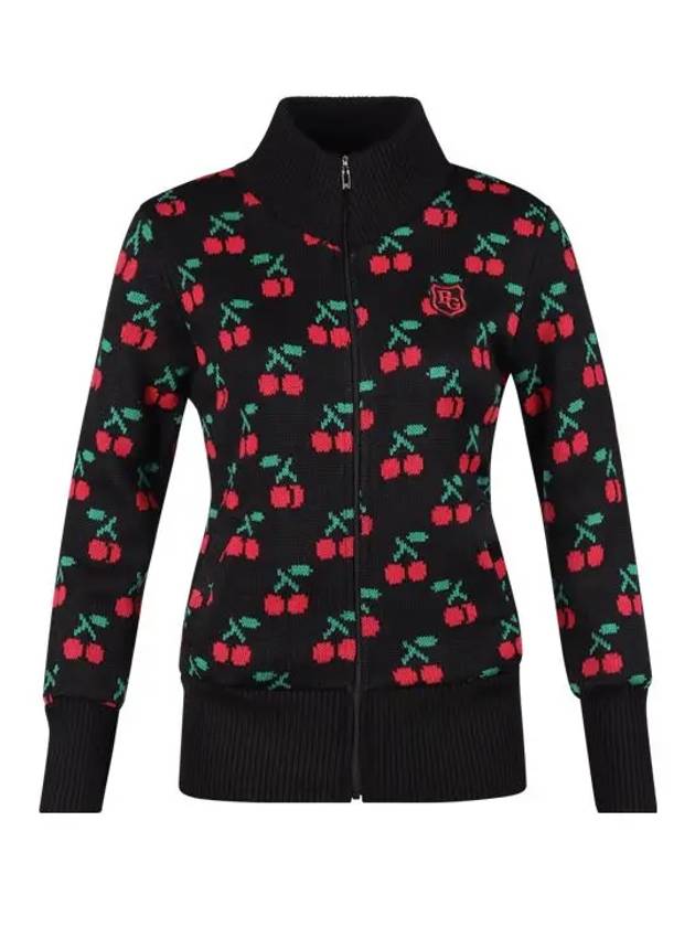 Women s cherry pattern full zip up knit jumper JB4A846W - LUX GOLF - BALAAN 1