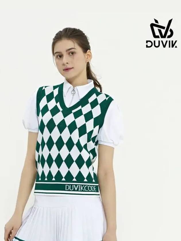 V-neck Modern Argyle Pattern Vest DD2WSV251DB - DUVIK - BALAAN 4