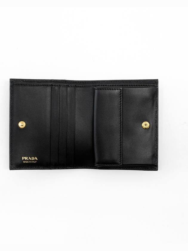 Logo Saffiano Half Wallet Black - PRADA - BALAAN 5