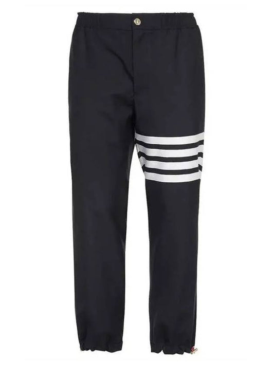 Plain Weave 4-Bar Elastic Waist Track Pants Black - THOM BROWNE - BALAAN 2