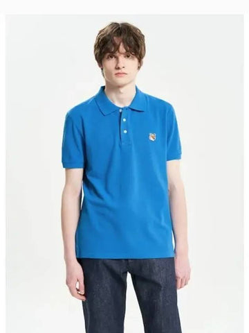 Men s Fox Head Patch Regular Polo T shirt Enamel Blue Domestic Product - MAISON KITSUNE - BALAAN 1