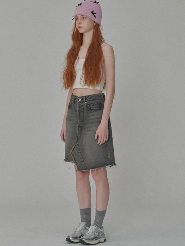 Destroyed Dark Denim Skirt Gray - OPENING SUNSHINE - BALAAN 4